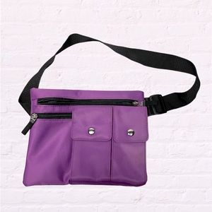Purple belt bag makeup pouch organizer adjustable waist 38” fanny pack